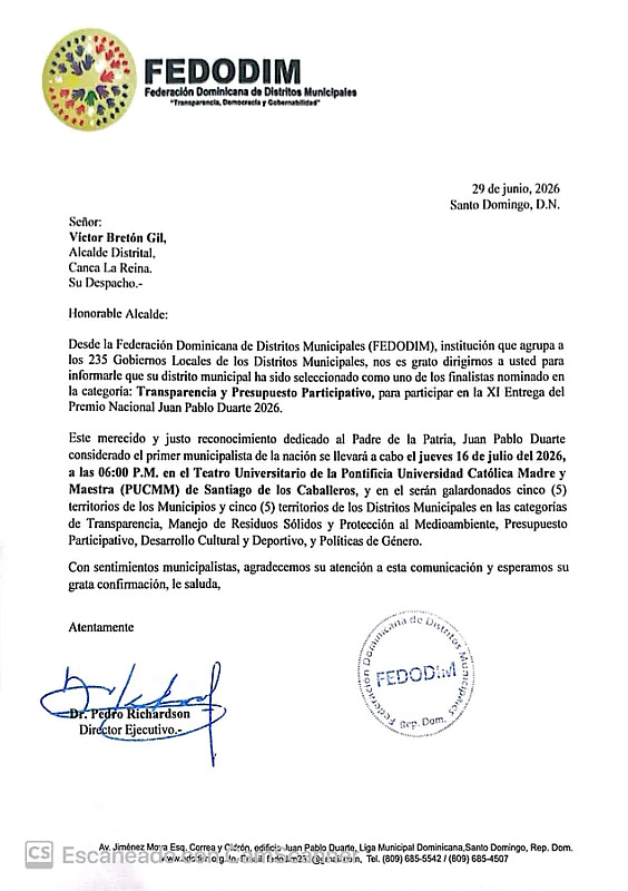 *CANCA LA REINA, FINALISTA NACIONAL EN TRANSPARENCIA Y PRESUPUESTO PARTICIPATIVO